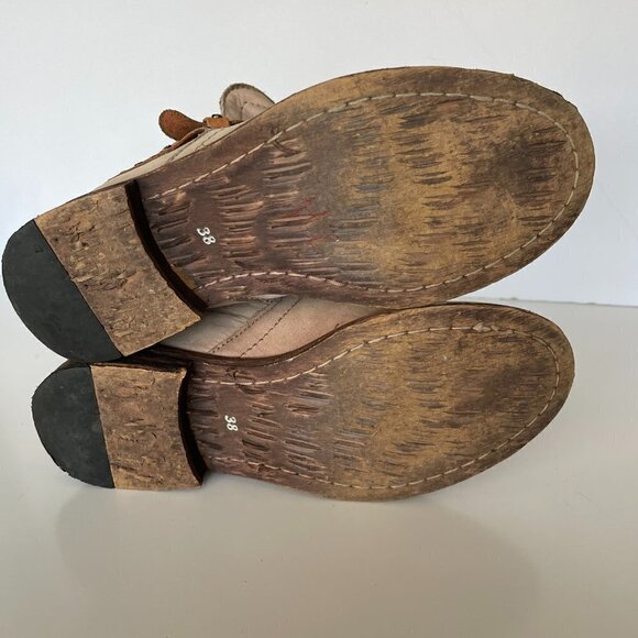 FELMINI Ankle Boots Nobuck Leather Buckle Studded Strap Pull-On Casual Tan 7 - Picture 8 of 11